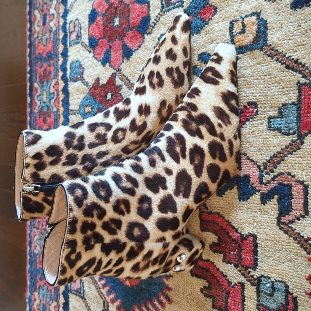 Leopard print pony hair Miu Miu booties
